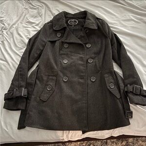 Women's Charcoal Gray Trench Pea Coat